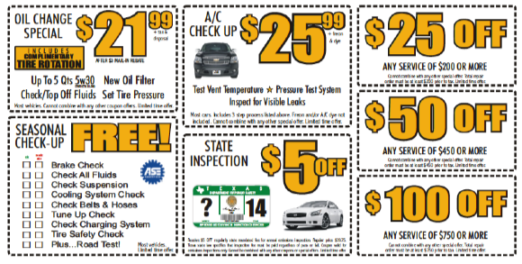 Auto Repair and Service Coupon Specials